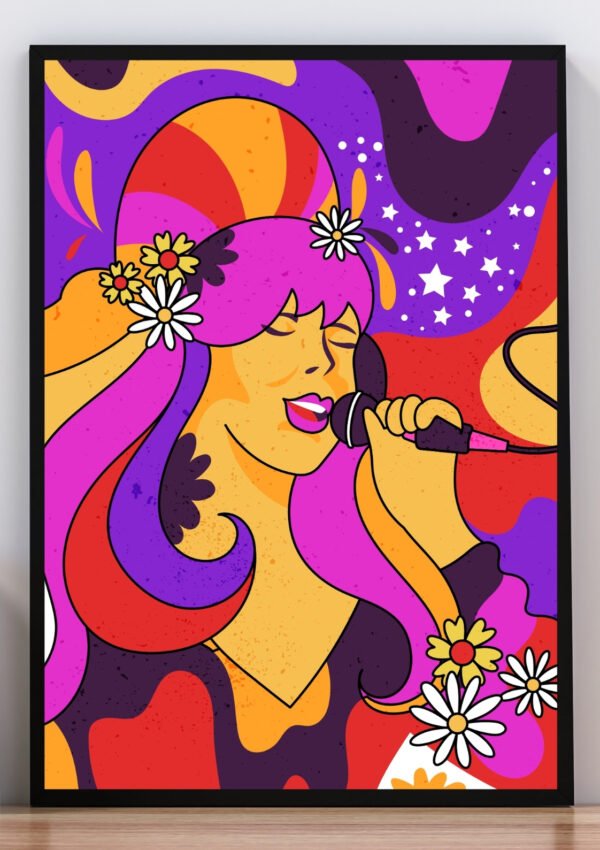 Cuadro mujer y copa de vino