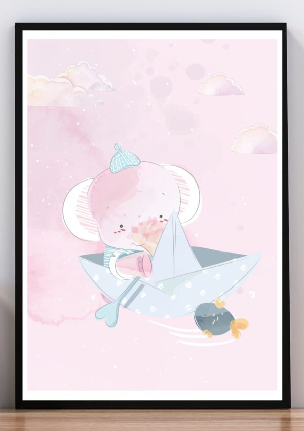Cuadro elefante rosa I
