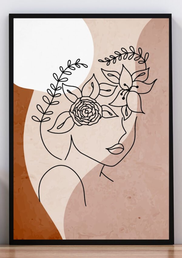 Cuadro rostro con flores VI