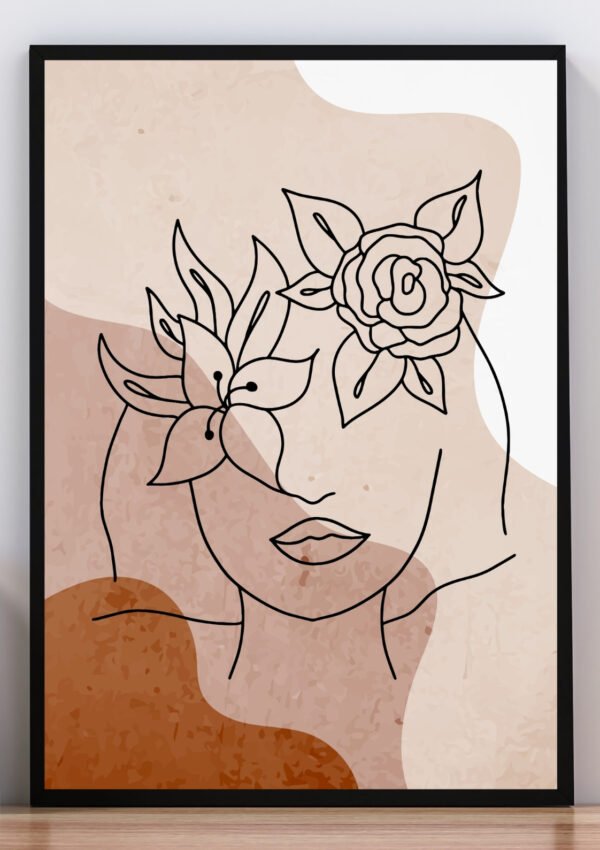 Cuadro rostro con flores V