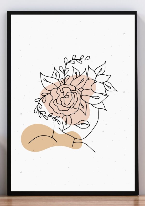 Cuadro rostro con flores III