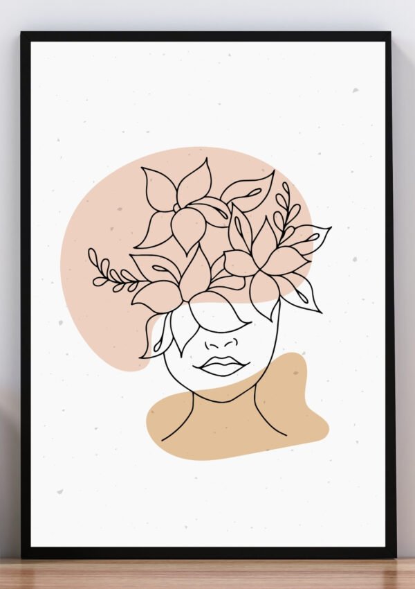 Cuadro nude rostro con flores I
