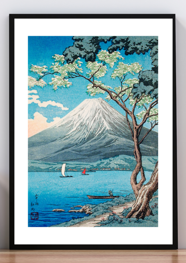 Cuadro el monte Fuji desde el lago kawaguchi. Kawase Hasui 1932