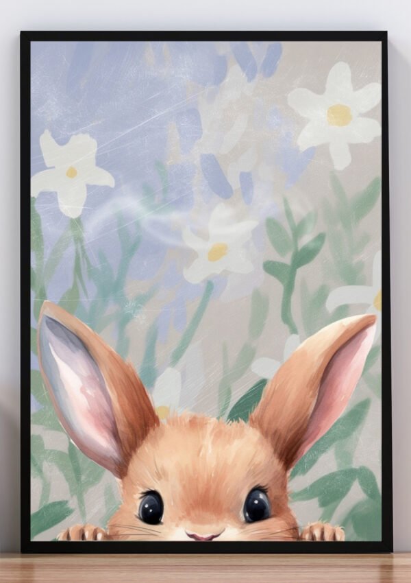 Cuadro conejo y flores I