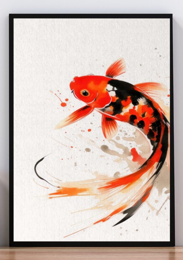Cuadro ilustración pez koi