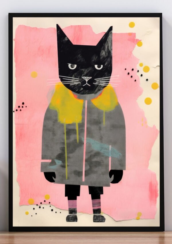 Cuadro gato con ropa
