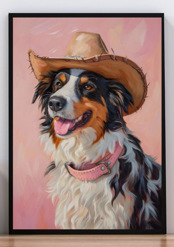 Cuadro perro con sombrero