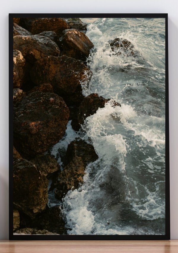 Cuadro foto olas y piedras