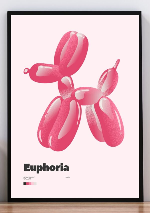 Cuadro perro globo rosa