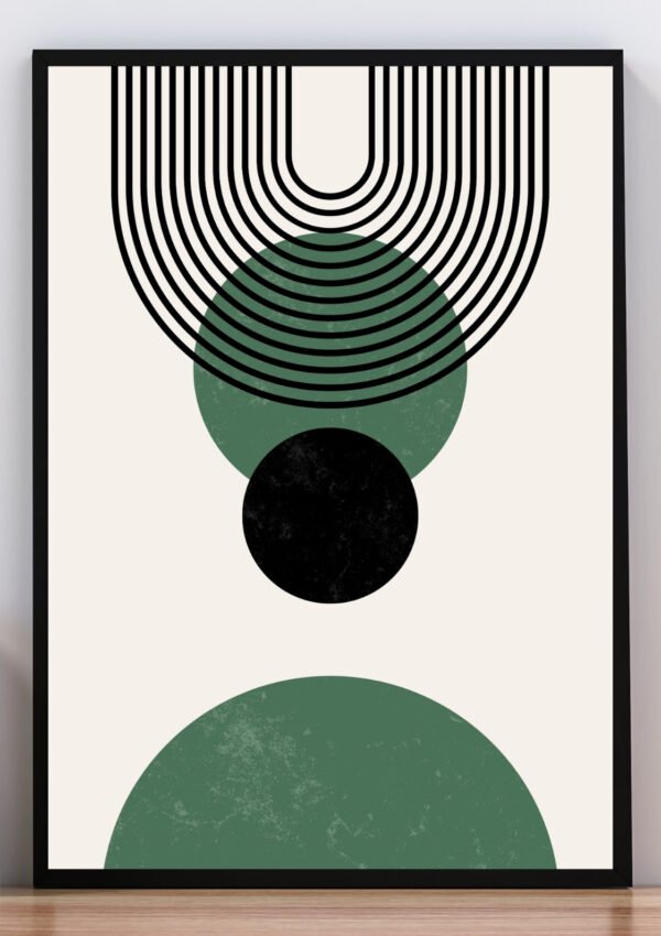 Cuadro boho verde y negro III