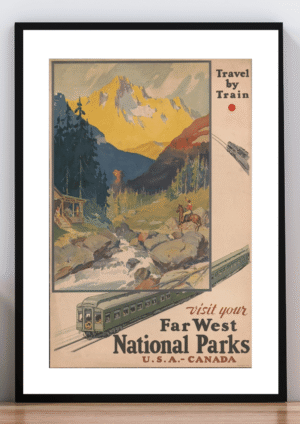 Cuadro poster vintage travel by train