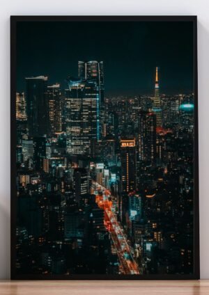 Cuadro foto noche en la ciudad