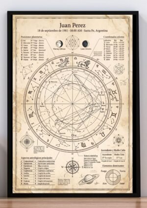 Cuadro configuración celestial del nacimiento personalizado